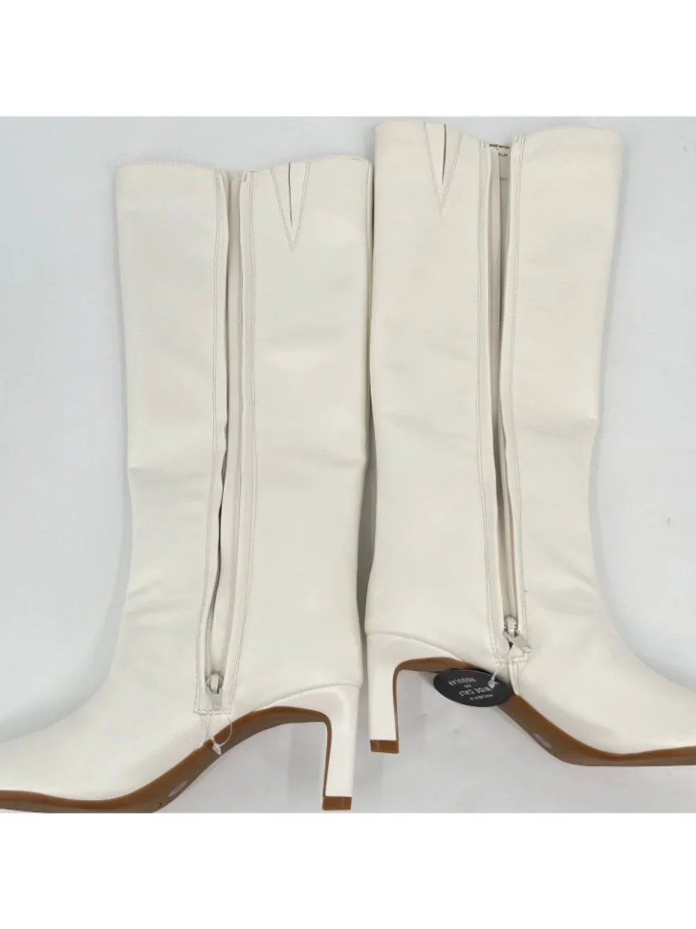 On 34th Rachelle Stovepipe Knee Boots Bone Size 5.5M Faux Leather Kitten Heel